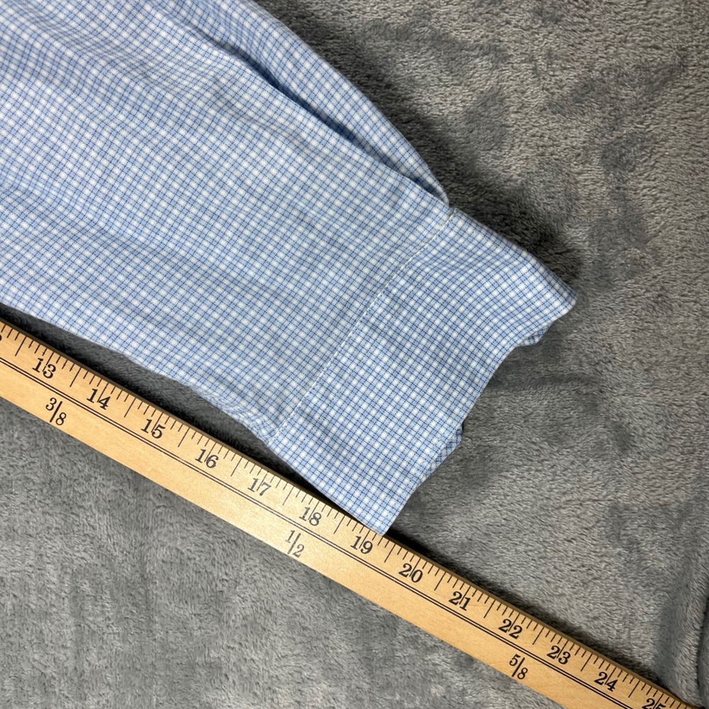 Hart Schaffner Marx Mens XXL Blue White Check Comfort Stretch Cotton Shirt - Picture 5 of 7